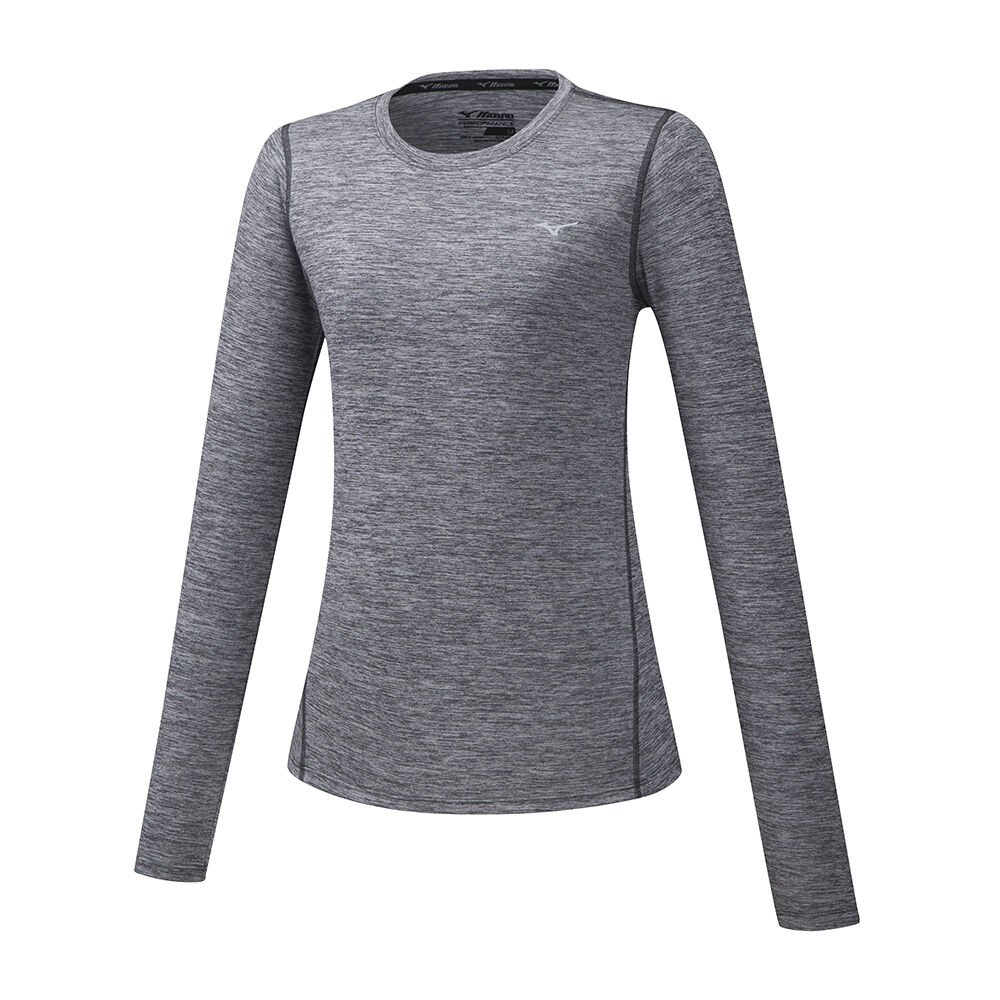 Damske Tričko Mizuno Impulse Core LS Bezecke Siva Vypredaj IXTQ78219